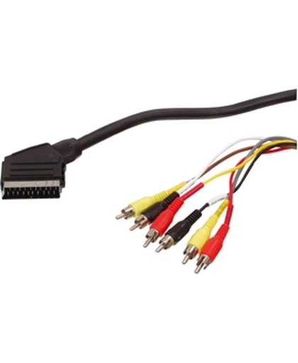 Valueline SCART 11 1.5m SCART (21-pin) 6 x RCA Zwart video kabel adapter