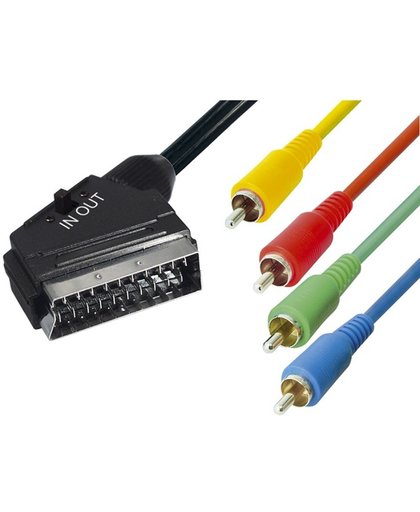 Eenvoudige 21pins scart - component en composite kabel - 10 meter