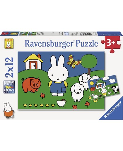 Ravensburger nijntje bij de dieren- Twee puzzels van 12 stukjes - kinderpuzzel