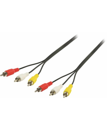 3x RCA/Tulp, AV, s-video, component male naar 3x RCA/Tulp, AV, s-video, component male kabel 1,5 meter zwart