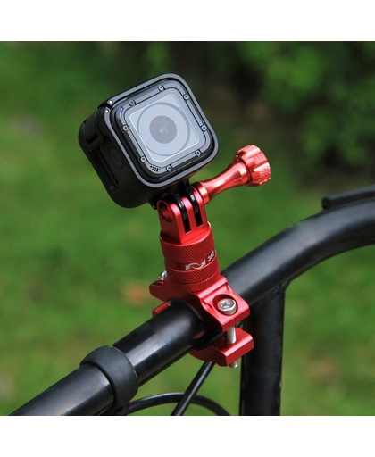 PULUZ 360 graden draaiend Bicycle Aluminum Handlebar Adapter Mount met schroeven voor GoPro HERO5 Session /5 /4 Session /4 /3+ /3 /2 /1, Xiaoyi Sport Camera(rood)