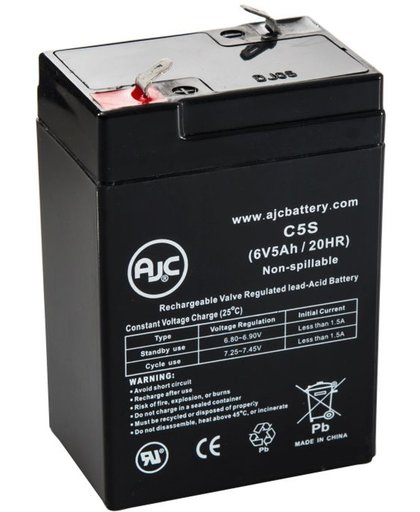AJC® Battery geschikt voor Leoch DJW6-4.5S 6V 5Ah Verzegelde loodzuur accu