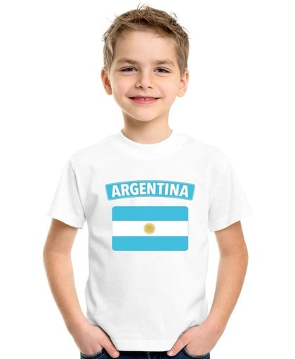 Argentinie t-shirt met Argentijnse vlag wit kinderen M (134-140)