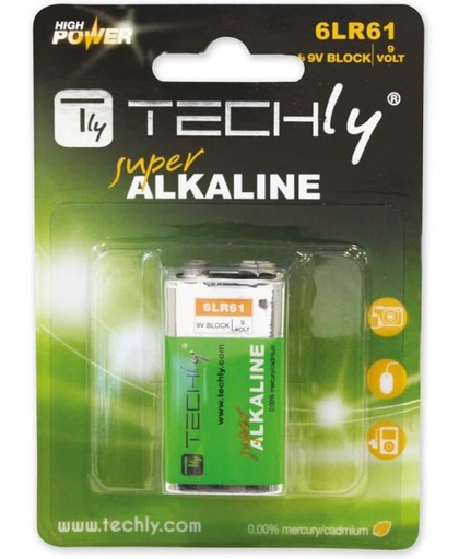 Techly 6LR61 9V Alkaline 9V niet-oplaadbare batterij