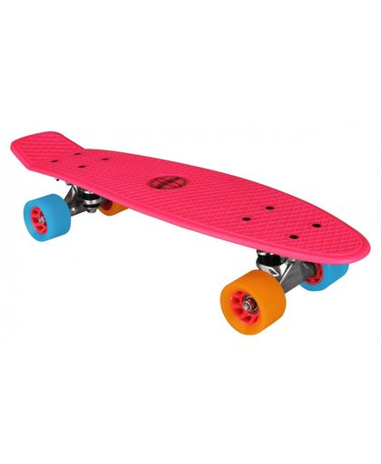 Nijdam Skateboard Plastic 57cm fuchsia/oranje/blauw