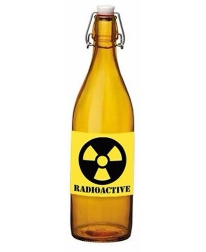 Oranje fles met radioactieve drank met beugeldop - Halloween / horror versiering