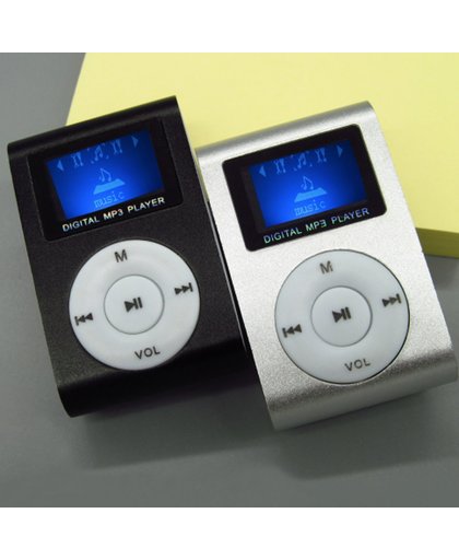 Mini clip MP3 speler met display - Zwart