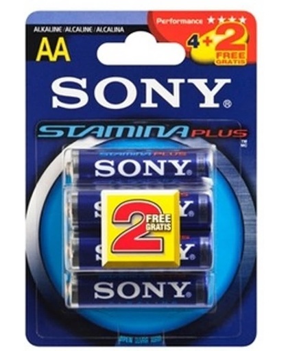 Sony 4+2 AA Stamina Plus Alkaline 1.5V niet-oplaadbare batterij