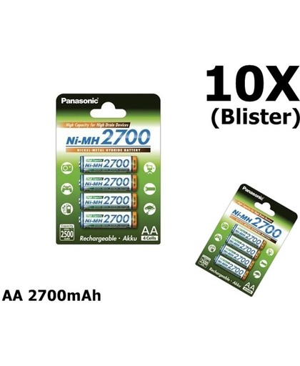 40 Stuks (10 blisters) - AA 2700mAh Panasonic Oplaadbare Batterijen