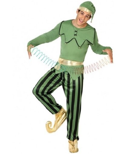 Kerst elf kostuum groen met gestreepte broek-Maat:M-L