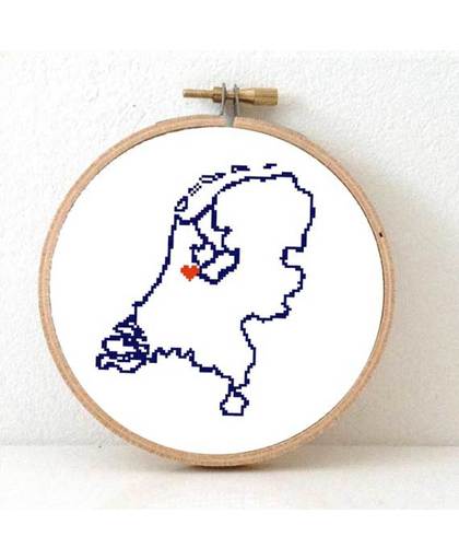 Nederland Landkaart borduurpatroon geprint telpatroon om zelf te borduren