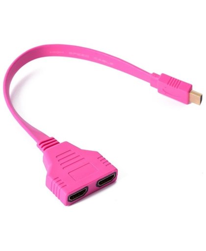 HDMI Male naar 2 HDMI Female Y adapter verdeler - Roze