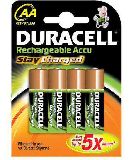 Duracell StayCharged AA 4 Pack Nikkel-Metaalhydride (NiMH) 2000mAh 1.2V oplaadbare batterij/accu