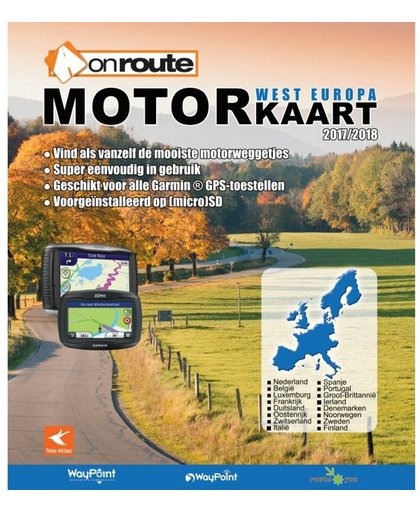 OnRoute Motorkaart West-Europa 2017/2018 (micro)SD