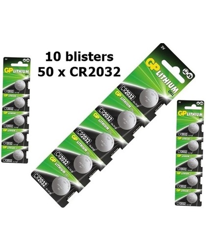 10 Blisters (50x) - GP CR2032 lithium batterij