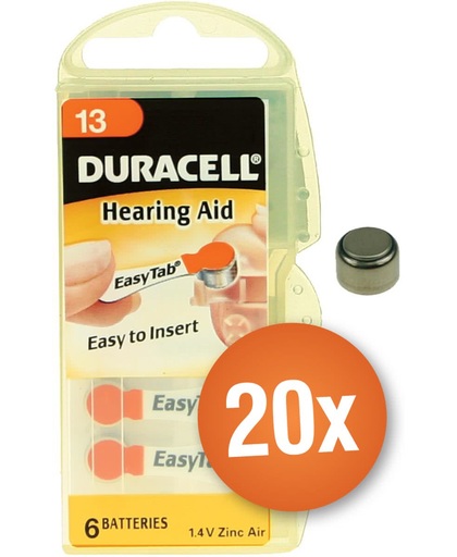 Voordeelpak Duracell gehoorapparaat batterijen - Type 13 (oranje) - 20 x 6 stuks