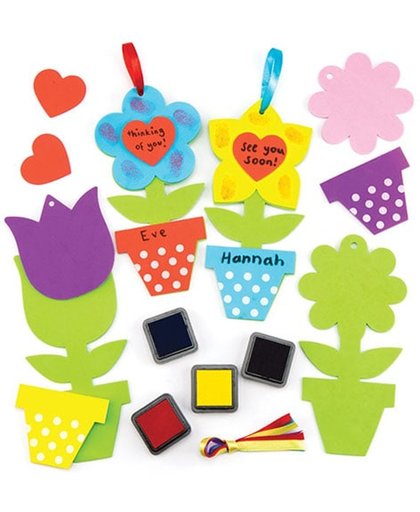 Sets met bloemen om met vingerafdrukken te versieren   Leuke knutsel- en decoratiesets voor jongens en meisjes (4 stuks per verpakking)