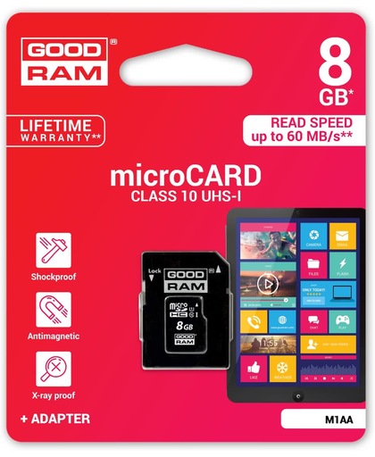 Goodram 8GB MicroSDHC UHS-I Klasse 10 flashgeheugen