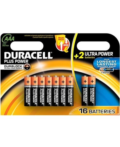 Duracell Batterijen Power Plus MN 2400 AAA 16 stuks