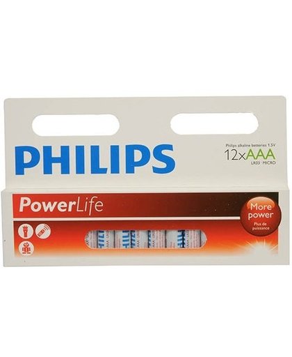 Philips PowerLife Alkaline AAA batterijen 12 stuks