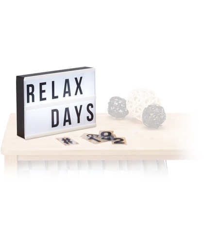 relaxdays lightbox - LED - met 60 letters, symbolen, getallen - wit - lichtbak - decoratie