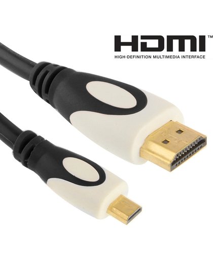 Vergulde Micro HDMI naar 19 Pin HDMI kabel, Versie 1.4, ondersteunt 3D / HD TV / XBOX 360 / PS3 / Projector / DVD speler etc, Lengte: 1.5m (zwart)