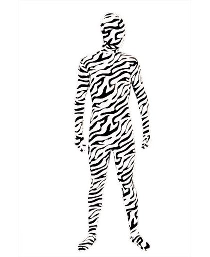 Skinny Kostuum Zebra - Maat L-XL - Zwart Wit