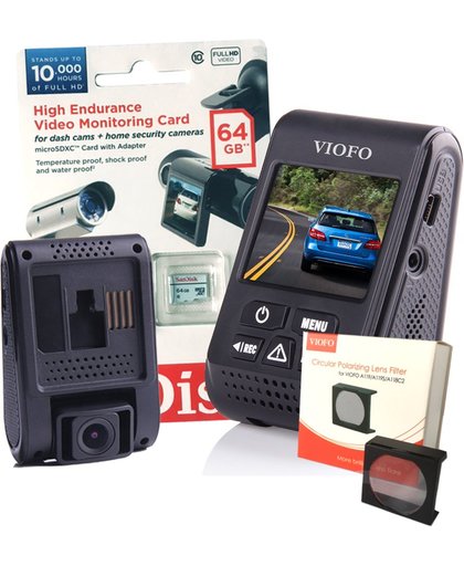 Viofo dashcam A119 - Bundel met GPS, CPL-filter, 64Gb Sandisk High Endurance card en Nederlandse handleiding