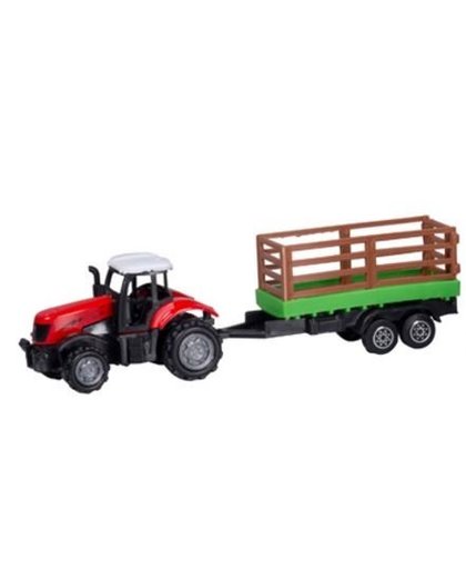 Gearbox Tractor met Trailer Rood 41 cm