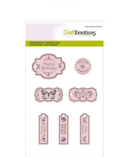 Clearstempel A6, craft emotions, botanical labels 1018