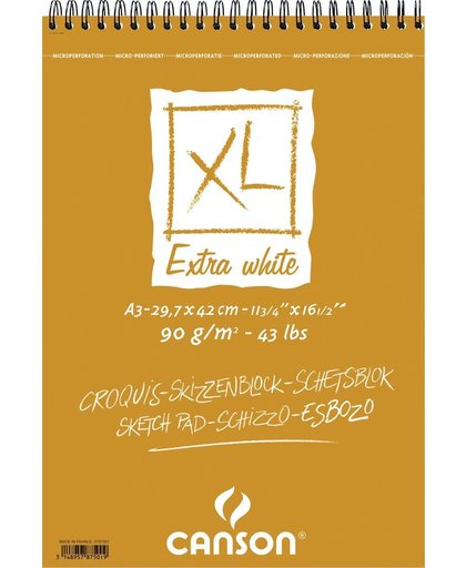 3x Canson schetsblok XL Extra White 29,7x42cm (A3)