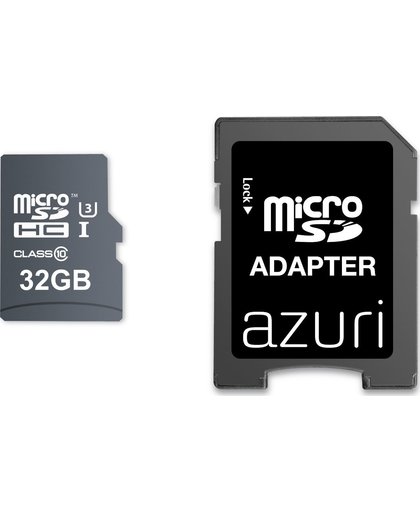 Azuri 32GB micro SDHC card UHS-I U3 - 95MB/s read 60MB/s write (4K) + SD-adapter