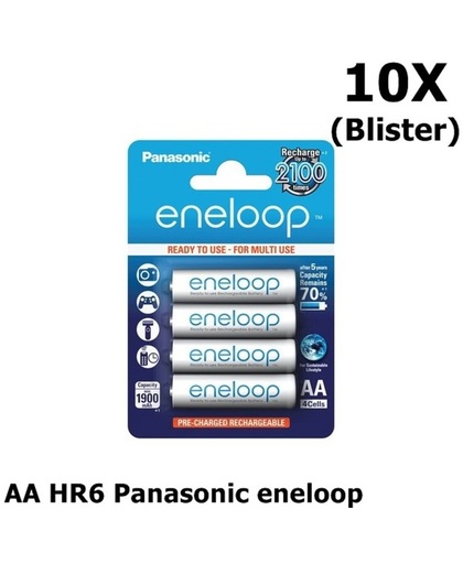 10 Blisters (40x) AA HR6 Panasonic eneloop Oplaadbare Batterij