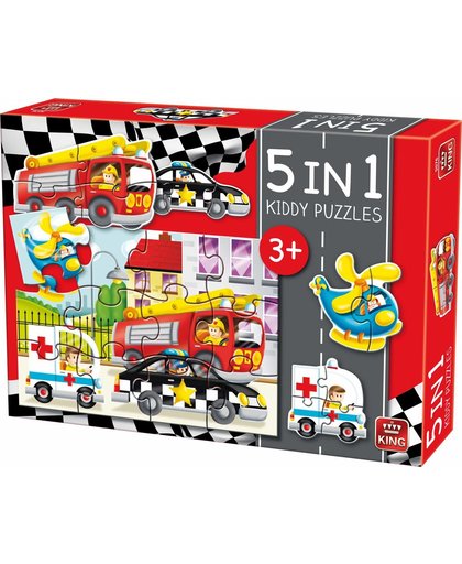 Kiddy Kinderpuzzel Auto's - 5 in 1 Puzzel