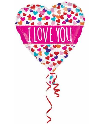Helium Ballon I Love You Roze 63cm leeg