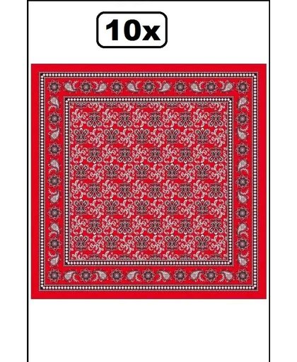 10x Boeren zakdoek rood 63x63 cm waaier motief
