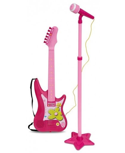 Bontempi iGirl elektrische gitaar met microfoon roze