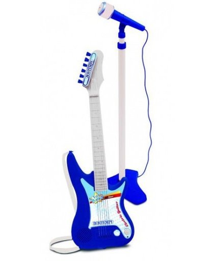 Bontempi Toy Band elektrische gitaar met microfoon wit/blauw