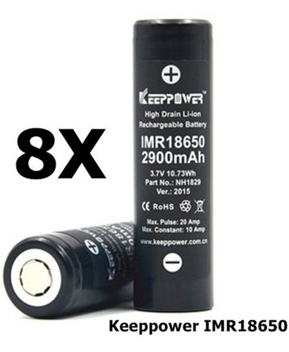 8 Stuks - Keeppower IMR18650 18650 20A 3.7V 2900mAh oplaadbare batterij NH1829