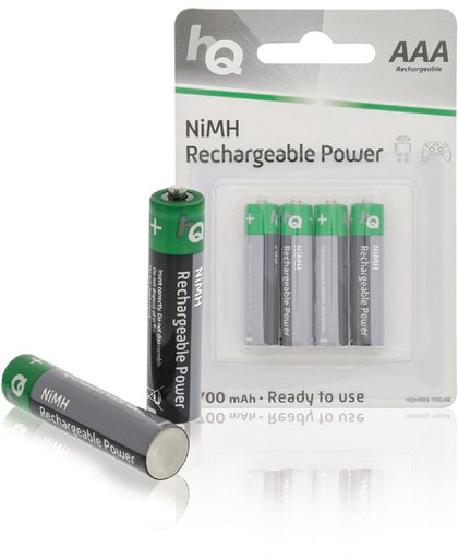 HQ, Oplaadbare NiMH AAA -Batterij 700 mAh, blister 4 stuks