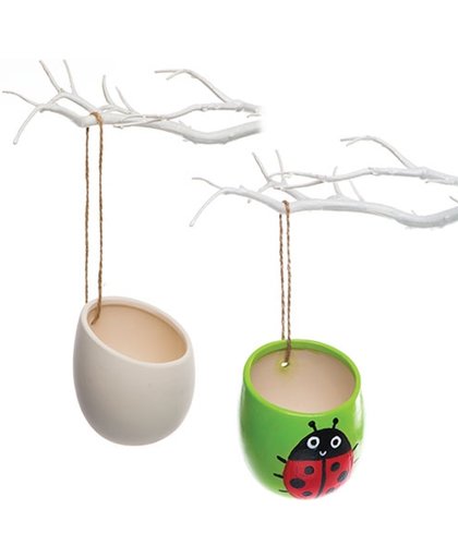 Keramische hangende bloempotten waarmee kinderen creatieve decoratie kunnen ontwerpen (4 stuks per verpakking)