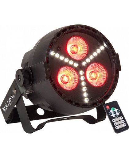 MINI PAR 4-IN-1 RGBW LED WITH SMD LED STROBE Compacte, DMX bestuurde PAR projector met een hoog vermogen SMD LED stroboscoop.