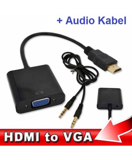HDMI to VGA Adapter met Audio Kabel Converter Omvormer voor PC / Laptop