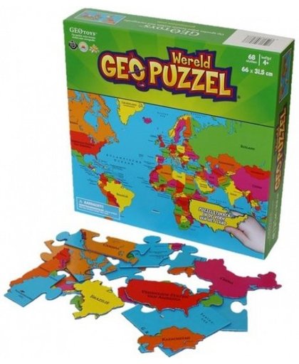 Geotoys Puzzel Wereld 48,3 x 40,6 cm 68 stukjes