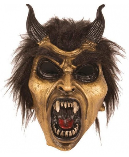 Latex horror masker duivel goud