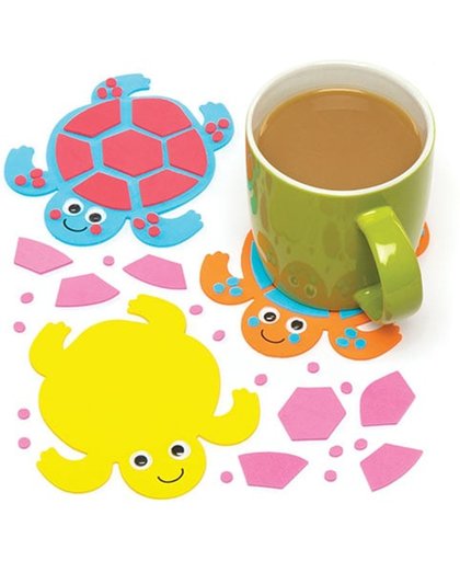 Sets onderzetters in de vorm van een schildpad die kinderen kunnen maken en neerleggen   Creatieve knutselset voor kinderen (6 stuks per verpakking)