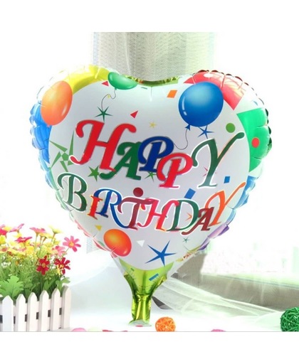 Folieballon Happy Birthday hartvormig