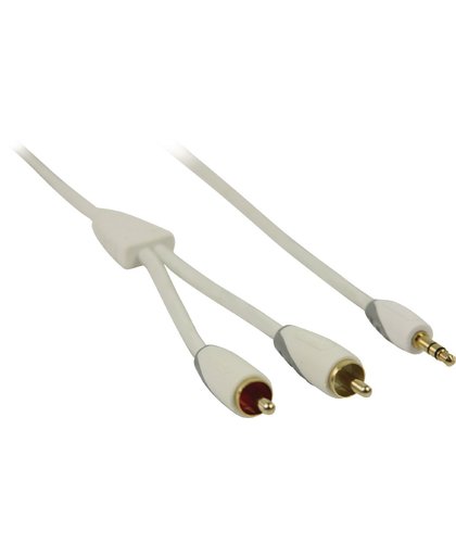 Bandridge witte 3,5mm Jack - Tulp stereo 2RCA kabel met vergulde contacten - 3 meter