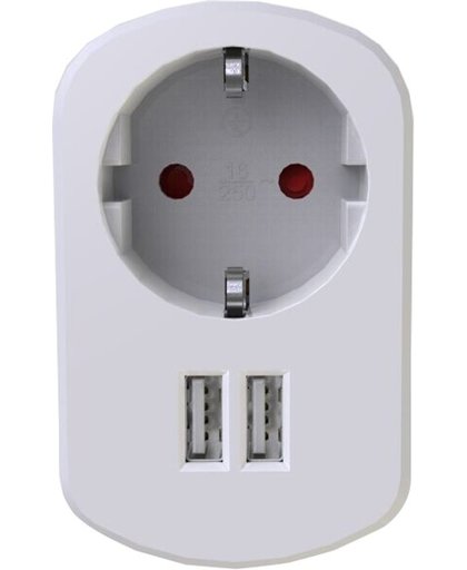 Dubbele USB lader met stopcontact - stekkerdoos met 2x USB