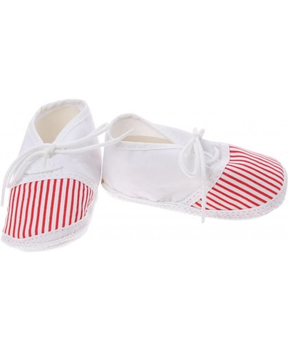 Junior Joy babyschoenen Newborn junior wit/rood met strepen